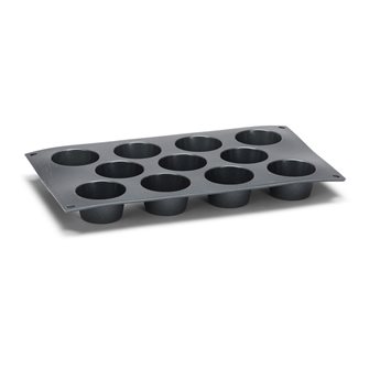 Silikonform mit Metallpartikeln schwarz für 11 Mini-Muffins