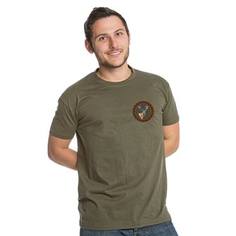 Tee shirt kaki XL chasse patch cerf de Bartavel Nature