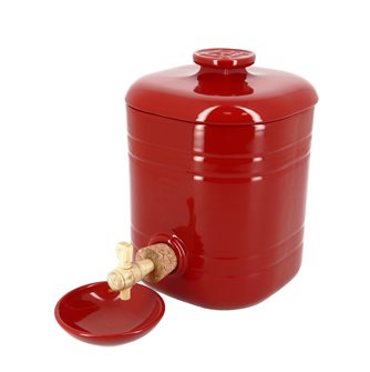 Design-Essigkanne Emile Henry 2,5 Liter mit Keramikschale rot Grand Cru